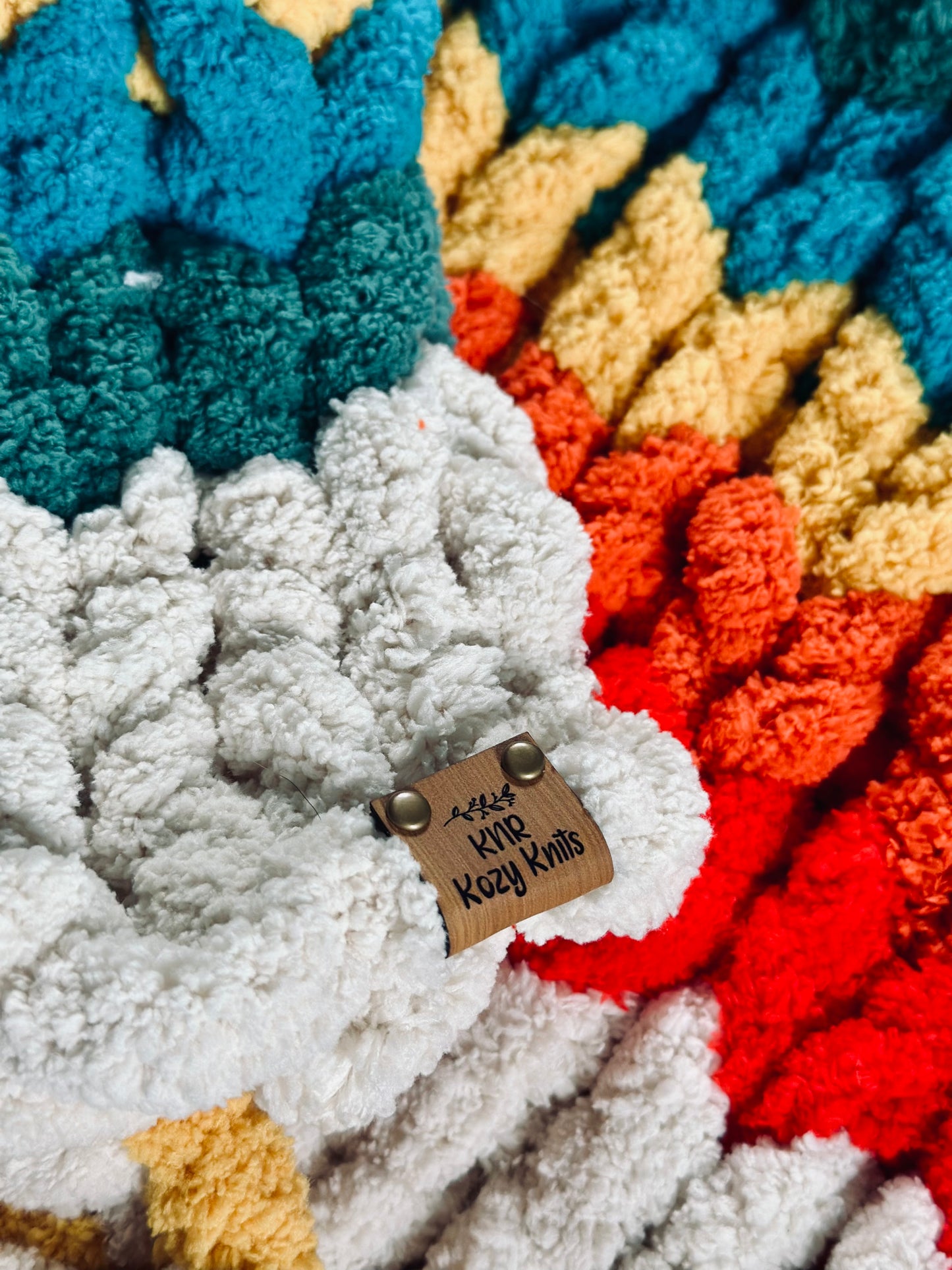 Small Rainbow Chunky Knit Blanket