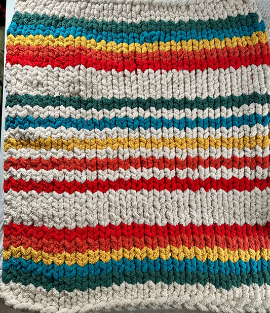 Small Rainbow Chunky Knit Blanket