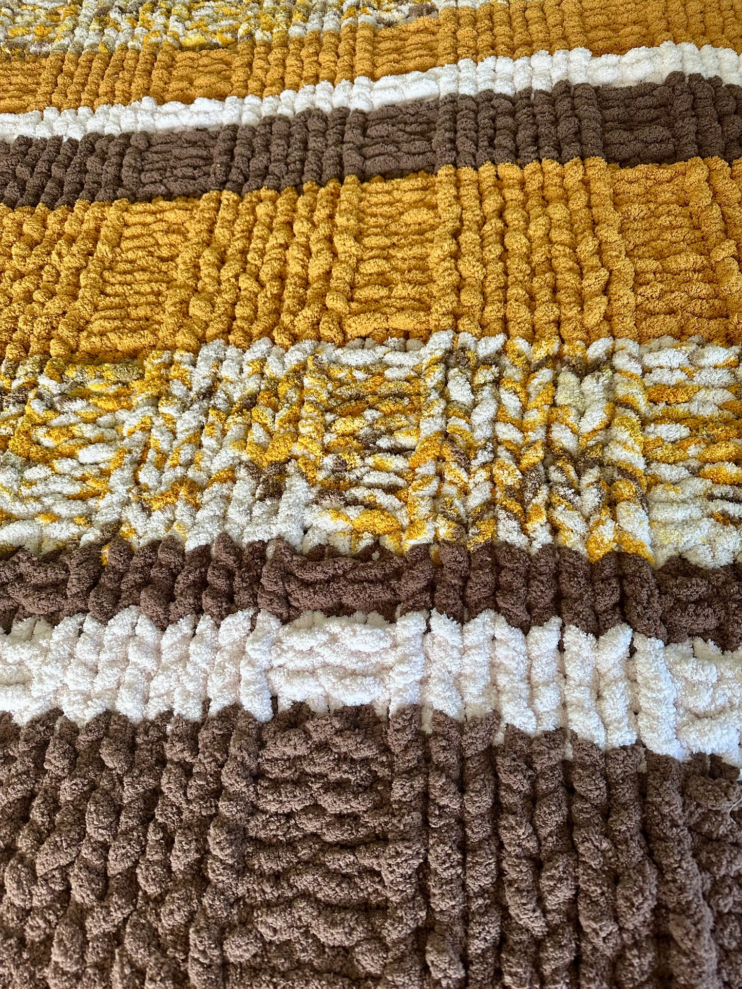 READY TO SHIP - Large Chunky Knit Blanket - Yellow Fall - Garter Stitch