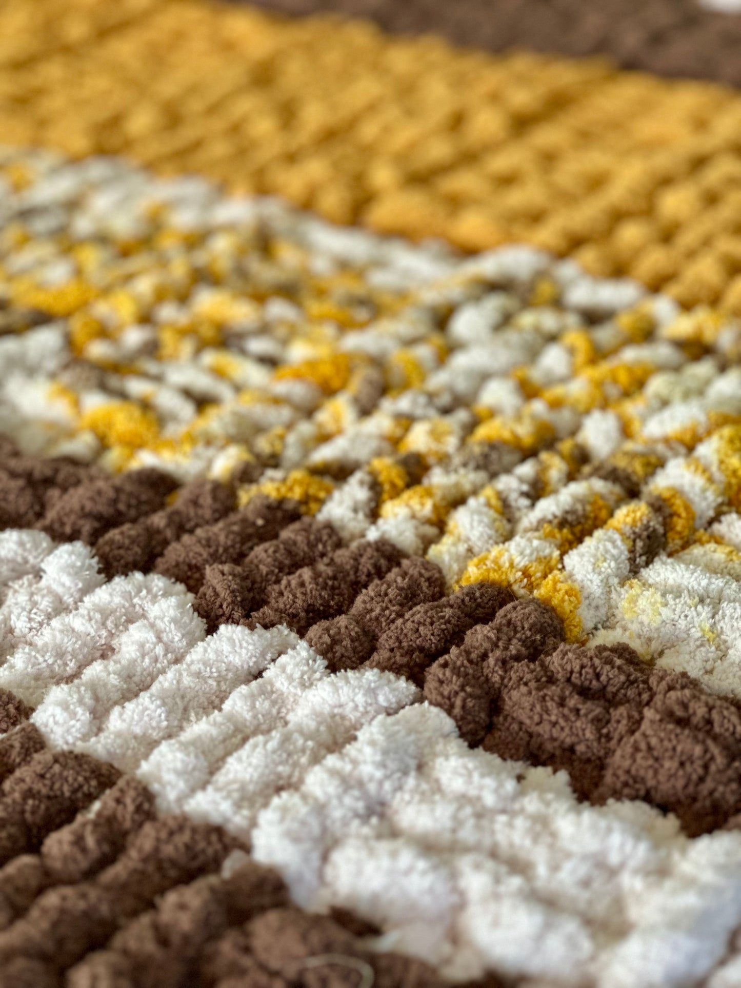 READY TO SHIP - Large Chunky Knit Blanket - Yellow Fall - Garter Stitch