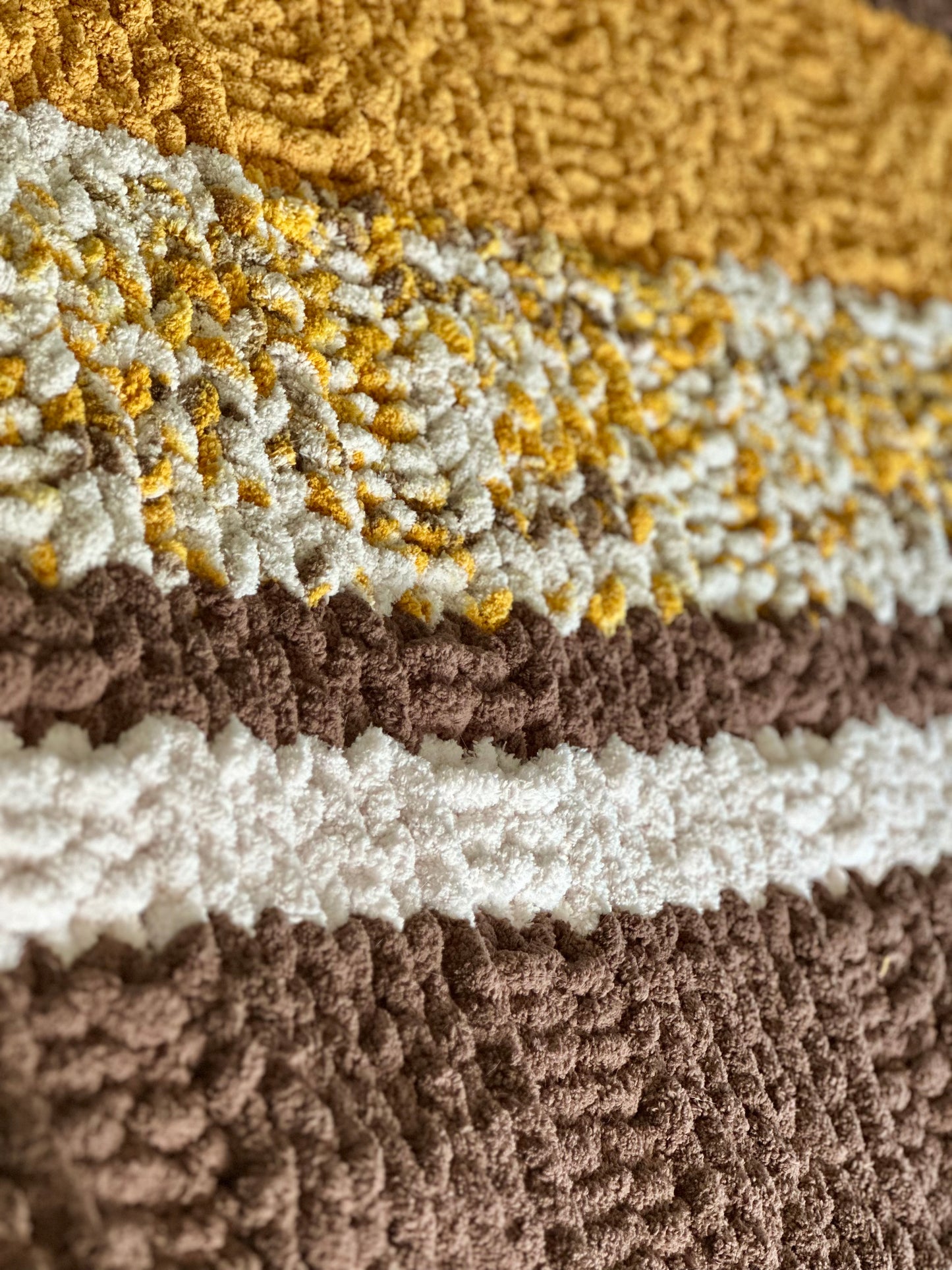 READY TO SHIP - Large Chunky Knit Blanket - Yellow Fall - Garter Stitch