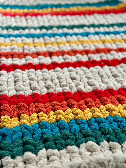 Small Rainbow Chunky Knit Blanket