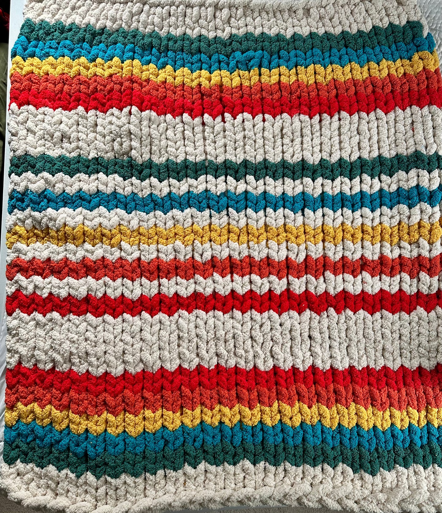 Small Rainbow Chunky Knit Blanket