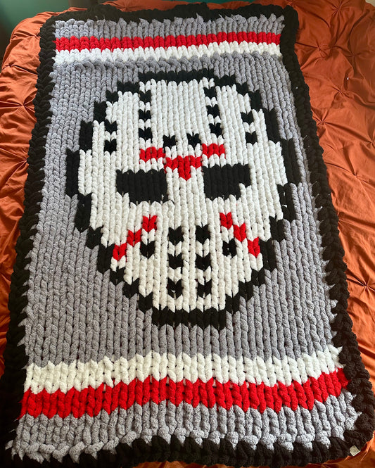 Jason Voorhees Mask - Twin Chunky Knit Blanket